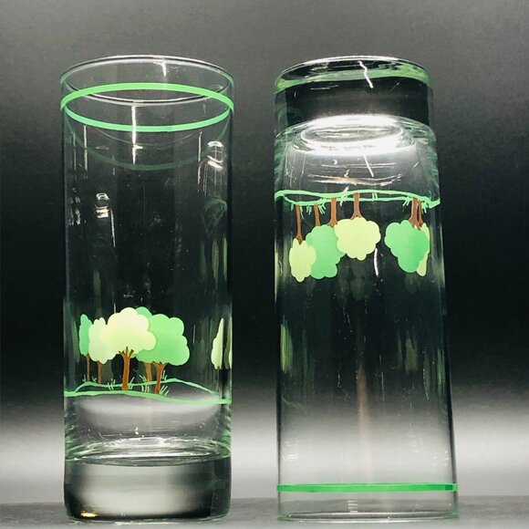 Vintage 80s Green Tree Hill Tom Collins Cocktail Highball Glass -Set of 4 - Picture 6 of 11